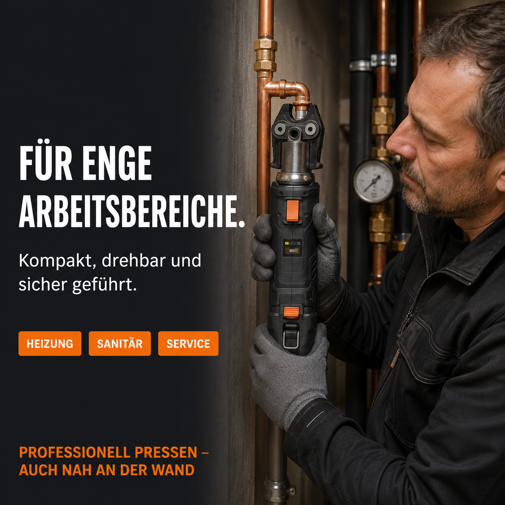 xnesg Akku-Pressmaschine mit 24 kN Presskraft, 360°-Presskopf, Doppel-LED und intelligenter Presskontrolle