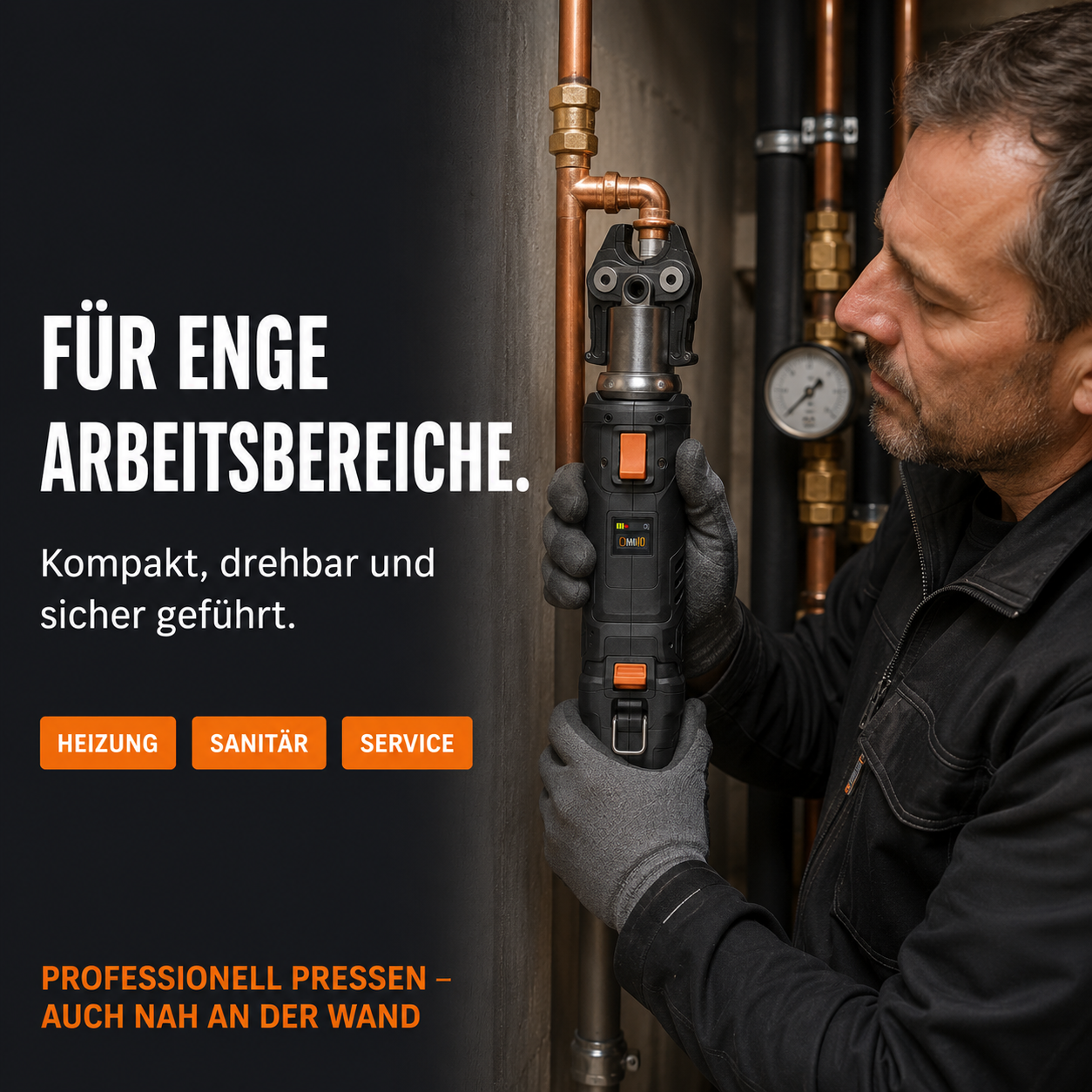 xnesg Akku-Pressmaschine mit 24 kN Presskraft, 360°-Presskopf, Doppel-LED und intelligenter Presskontrolle
